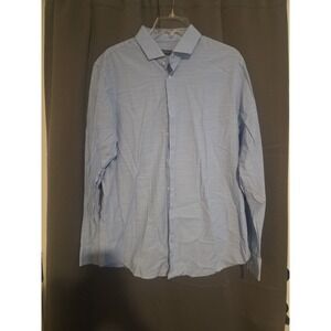 Angelo Litrico Light Blue Pinstripe Dress Shirt, Men's Large 41/42 Button Down